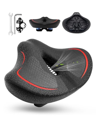 2026 New Oversized Bike Seat for Men Women, Extra Wide Noseless Bicycle Seat for Fat People, 3D Leather Waterproof Comfort Large Bike Saddle Universal Fit for Cruiser, Peloton, Exercise, EBike