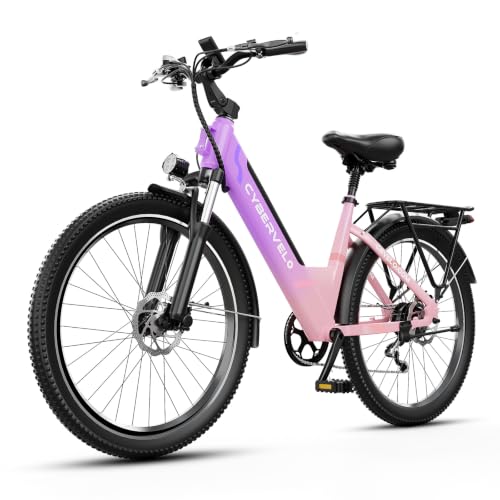 Cybervelo 750W Peak Electric Bike for Adults,up 80 Miles Removable Battery Ebike, 26" Electric E Bike with 7-Speed,Adult Electric Bicycles for Commute Beach Snow Womens/Man All Terrain