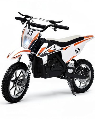 Blitzshark 36V 650W Kids Electric Dirt Bike, Dual Disc Brakes | Off-Road Motocross Style,17 MPH Speed,Aluminum Wheels,Dual Suspension,Twist Grip Throttle,Rubber Tires,Leather Seat
