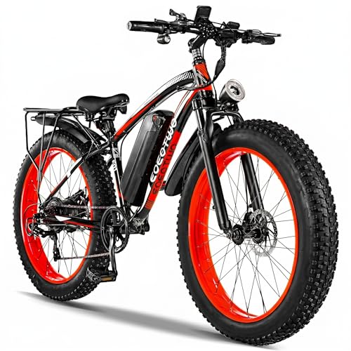 EOEOTWO Electric Bike for Adults,1500W Peak Motor E Bikes, 26" Fat Tire Electric Bicycle, 28+MPH Electric Mountain Bike, 60+ Miles, Removable Battery, Dual Brake, 7 Speed