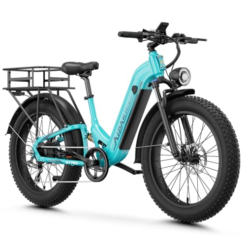 Aipas M1 Pro Electric Bike, 1800W Peak, 26"x4.0" Fat Tire, 48V 17.5Ah, 85 Miles, 7 Speed, Rear Basket
