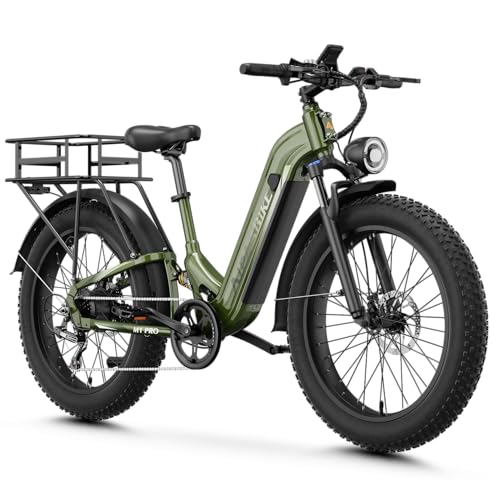 Aipas M1 Pro Electric Bike, 1800W Peak Motor Electric Bike for Adults, 26'' x 4.0'' Fat Tire Ebike, 48V 17.5Ah Electric Mountain Bike, 36MPH, 85 Miles Electric Bicycle, 7 Speed, 110NM with Rear Basket