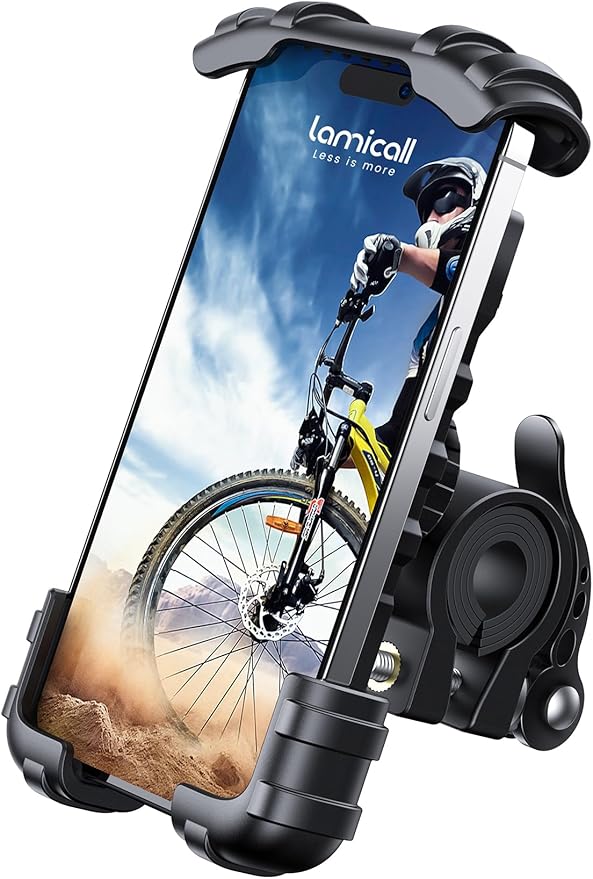 Lamicall Bike Phone Holder, Motorcycle Mount - Motorcycle Phone Holder, Handlebar Cell Phone Clamp, E-Bike Scooter Phone Clip for iPhone 17 Air Pro Max, 16 15 Plus, S20, 4.7 to 6.8