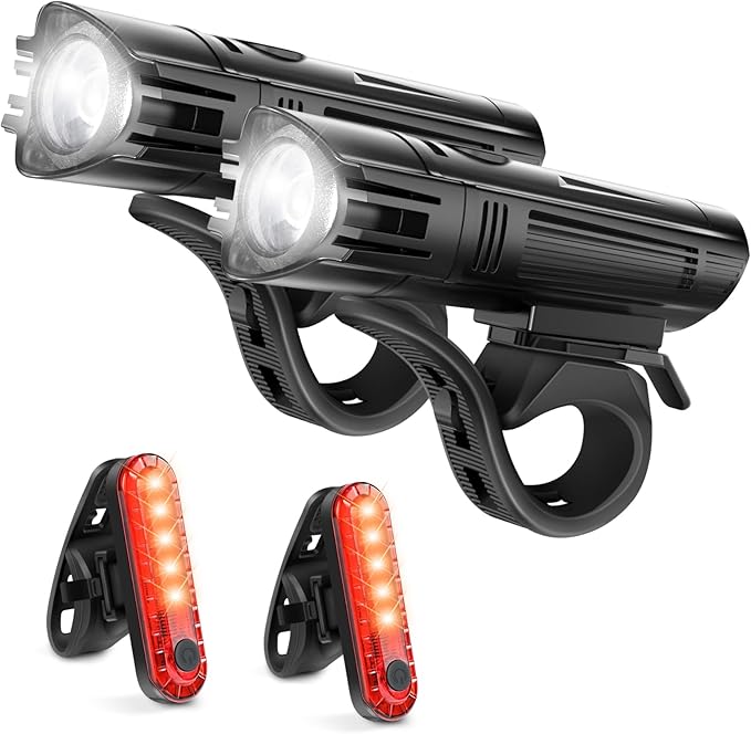 Ascher Ultra Bright USB Rechargeable Bike Light Set, Powerful Bicycle — Build quality and design details up close