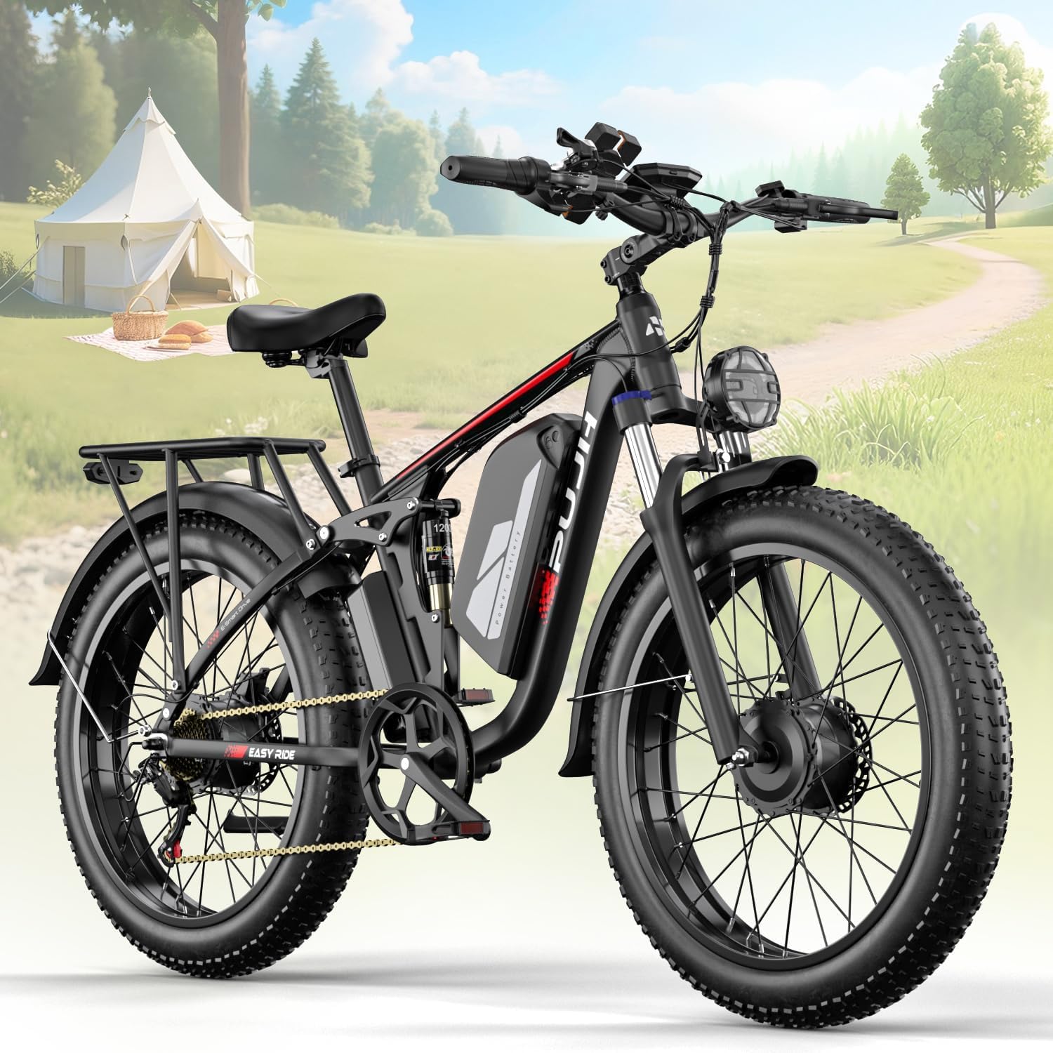PUJH 6000W Dual Motors Electric Bike for Adults,60V 20Ah 26
