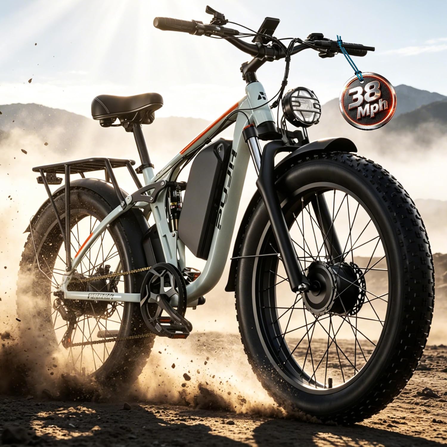 PUJH Electric Bike, 52V 25Ah 4000W Dual Motors, 24