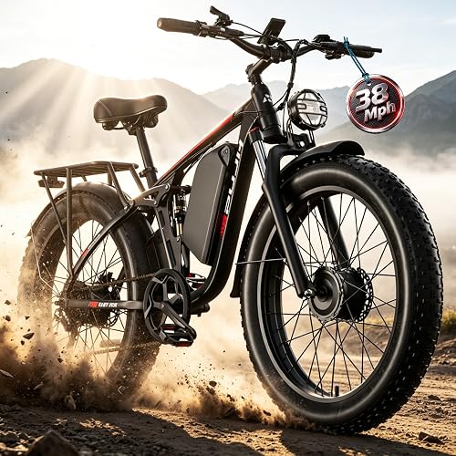 PUJH Electric Bike, 52V 25Ah 4000W Dual Motors, 24